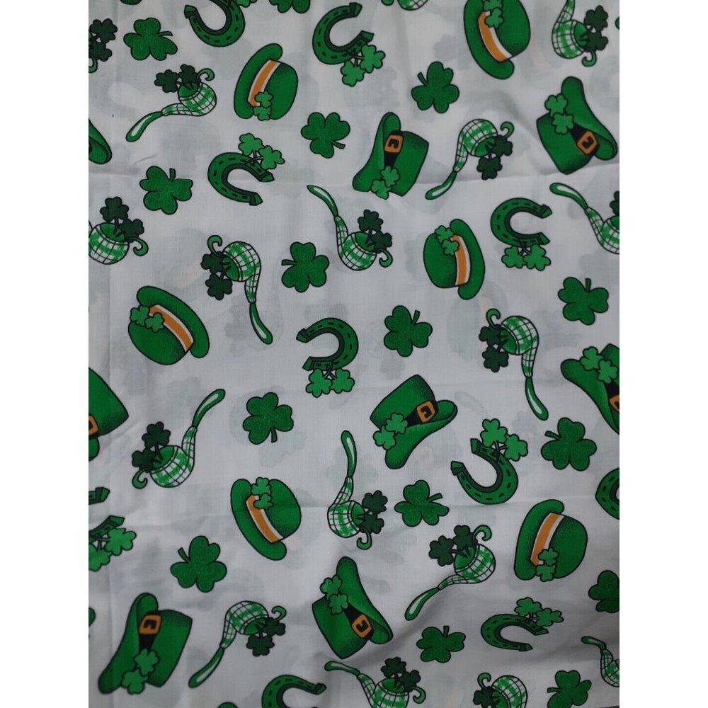 Vtg Springs Industries IRISH SPIRIT Fabric #5117 Shamrock ST PATRICK'S DAY, 1 Yd